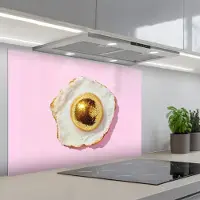 KitchenYeah Spatscherm 90x60 cm - Zelfklevende achterwand Ei - Disco - Ontbijt - Glitter - Keuken muurbeschermer - Spatwand fornuis