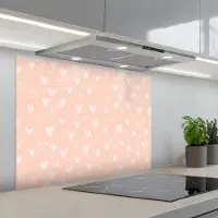 KitchenYeah Spatscherm 80x60 cm - Zelfklevende achterwand Hart - Patroon - Koraal - Keuken muurbeschermer - Spatwand fornuis