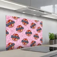 KitchenYeah Spatscherm 100x65 cm - Zelfklevende achterwand Disco - Bal - Patroon - Roze - Keuken muurbeschermer - Spatwand fornuis