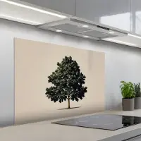 KitchenYeah Spatscherm 100x65 cm - Zelfklevende achterwand Eikenboom - Schaduw - Egaal - Keuken muurbeschermer - Spatwand fornuis