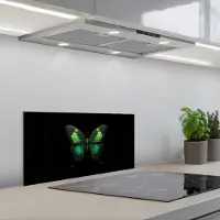 KitchenYeah Spatscherm 70x30 cm - Zelfklevende achterwand Vlinder - Groen - Opvallend - Keuken muurbeschermer - Spatwand fornuis