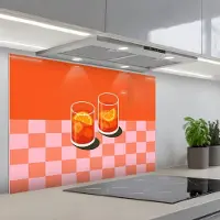 KitchenYeah Spatscherm 90x60 cm - Zelfklevende achterwand Sinaasappel - Glazen - Oranje - Keuken muurbeschermer - Spatwand fornuis