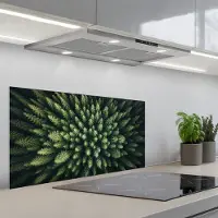 KitchenYeah Spatscherm 80x40 cm - Zelfklevende achterwand Bomen - Naaldwoud - Structuur - Keuken muurbeschermer - Spatwand fornuis