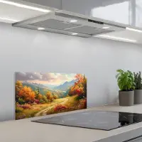 KitchenYeah Spatscherm 60x30 cm - Zelfklevende achterwand Landschap - Illustratie - Natuur - Keuken muurbeschermer - Spatwand fornuis