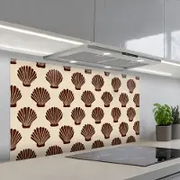 KitchenYeah Spatscherm 120x60 cm - Zelfklevende achterwand Schelpen - Bruin - Patroon - Keuken muurbeschermer - Spatwand fornuis