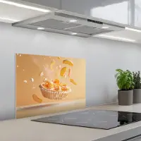 KitchenYeah Spatscherm 60x45 cm - Zelfklevende achterwand Peach - Eten - Taart - Oranje - Keuken muurbeschermer - Spatwand fornuis