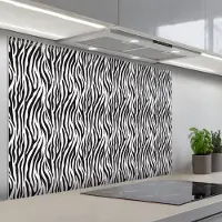 KitchenYeah Spatscherm 120x80 cm - Zelfklevende achterwand Zwart - Wit - Zebra - Patroon - Keuken muurbeschermer - Spatwand fornuis