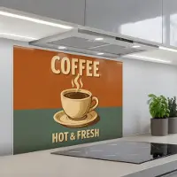 KitchenYeah Spatscherm 90x70 cm - Zelfklevende achterwand Koffie - Kop - Vintage - Quote - Keuken muurbeschermer - Spatwand fornuis