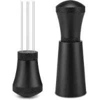 LONGZIMING -Aluminium Espresso Tool met 17 Naaalden 0,3 mm – Afneembare Koffieverdeler met Standaard, Koffie Accessoire en Roerhulp voor Perfecte Espresso