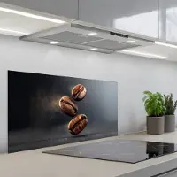 KitchenYeah Spatscherm 80x40 cm - Zelfklevende achterwand Koffiebonen - Zwevend - Grijs - Keuken muurbeschermer - Spatwand fornuis
