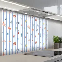 KitchenYeah Spatscherm 120x80 cm - Zelfklevende achterwand Zee - Sfeer - Strand - Blauw - Keuken muurbeschermer - Spatwand fornuis