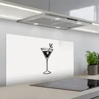 KitchenYeah Spatscherm 100x50 cm - Zelfklevende achterwand Cocktail - Glas - Olijf - Minimalistisch - Keuken muurbeschermer - Spatwand fornuis