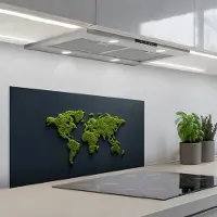 KitchenYeah Spatscherm 90x45 cm - Zelfklevende achterwand Wereldkaart - Mos -Levendig effect - Keuken muurbeschermer - Spatwand fornuis
