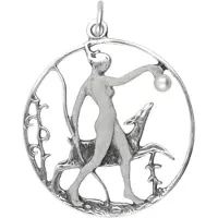 MOOYE ® - Collectie Zilveren Vrouw in ring met glasparel Art Nouveau Jugendstil hanger