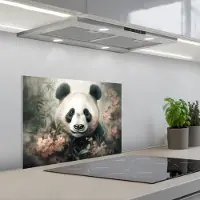 KitchenYeah Spatscherm 60x45 cm - Zelfklevende achterwand Panda - Dieren - Bloemen - Planten - Keuken muurbeschermer - Spatwand fornuis