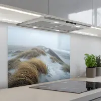 KitchenYeah Spatscherm 80x60 cm - Zelfklevende achterwand Duinen - Strand - Planten - Natuur - Keuken muurbeschermer - Spatwand fornuis