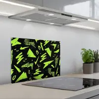KitchenYeah Spatscherm 60x45 cm - Zelfklevende achterwand Gaming - Vormen - Pijlen - Abstract - Zwart - Keuken muurbeschermer - Spatwand fornuis