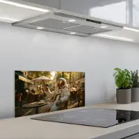 KitchenYeah Spatscherm 70x30 cm - Zelfklevende achterwand Wijn - Rood - Terras - Koffie - Keuken muurbeschermer - Spatwand fornuis