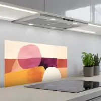 KitchenYeah Spatscherm 90x45 cm - Zelfklevende achterwand Vormen - Abstract - Kleurrijk - Keuken muurbeschermer - Spatwand fornuis