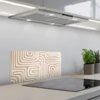 KitchenYeah Spatscherm 60x30 cm - Zelfklevende achterwand Aardetinten - Labyrintpatroon - Keuken muurbeschermer - Spatwand fornuis