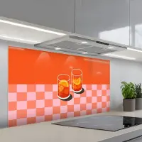KitchenYeah Spatscherm 120x60 cm - Zelfklevende achterwand Sinaasappel - Glazen - Oranje - Keuken muurbeschermer - Spatwand fornuis