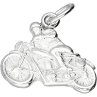 MOOYE ® - Collectie Zilveren Engelse motor met rijder vlak kettinghanger
