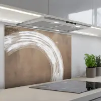 KitchenYeah Spatscherm 90x60 cm - Zelfklevende achterwand Verf - Bruin - Japandi - Keuken muurbeschermer - Spatwand fornuis