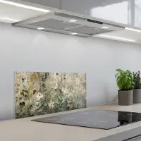 KitchenYeah Spatscherm 60x30 cm - Zelfklevende achterwand Bloemen - Bladeren - Abstract - Modern - Keuken muurbeschermer - Spatwand fornuis