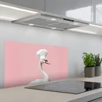 KitchenYeah Spatscherm 90x45 cm - Zelfklevende achterwand Zwaan - Koksmuts - Mooi - Klassiek - Keuken muurbeschermer - Spatwand fornuis