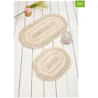 Conceptum Hypnose Asir - Badmattenset (2 stuks) - Ecru - 100% katoen - 60 x 50 x 6 cm