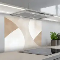 KitchenYeah Spatscherm 80x60 cm - Zelfklevende achterwand Bruin - Japandi - Abstract - Keuken muurbeschermer - Spatwand fornuis