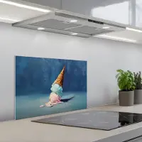 KitchenYeah Spatscherm 60x40 cm - Zelfklevende achterwand Ijshoorn - Bolletjes - Smelt - Roze - Keuken muurbeschermer - Spatwand fornuis