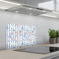 KitchenYeah Spatscherm 60x40 cm - Zelfklevende achterwand Zee - Sfeer - Kreeft - Oester - Keuken muurbeschermer - Spatwand fornuis