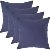 Homescapes Kussensloop 40x40 cm Set van 4 – Marineblauw – 100% Egyptisch Perkal Katoen – 200 TC