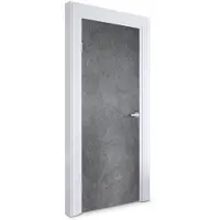 Wallfluent Deursticker - Grijze betontextuur Deurbehang Sticker - 75 x 205 cm - Grijs Deurbehang - Moderne Deur Sticker - Imitatietextuur Deurposter - Deursticker voor de Keuken - Deur plakfolie