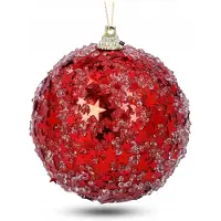 Cadro Rode kerstbal 8 cm met glitter - Decoratieve Kerstboomversiering