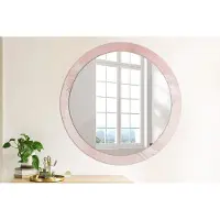 Wallfluent Bedrukte Ronde Spiegel - Ronde Wandspiegel Met Print Roze Steen - 90 cm / 76 cm - Roze - Roze Ronde Wandspiegel Decoratieve Print - Badkamerspiegel - Gangspiegel - Eetkamer - Glazen spiegel