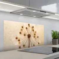 KitchenYeah Spatscherm 100x50 cm - Zelfklevende achterwand Bloemen - Bruin - Planten - Botanisch - Keuken muurbeschermer - Spatwand fornuis