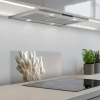 KitchenYeah Spatscherm 70x30 cm - Zelfklevende achterwand Pluimen - Beige - Minimalistisch - Keuken muurbeschermer - Spatwand fornuis