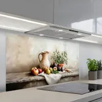 KitchenYeah Spatscherm 120x60 cm - Zelfklevende achterwand Fruit - Kruiden - Landelijk - Keuken muurbeschermer - Spatwand fornuis