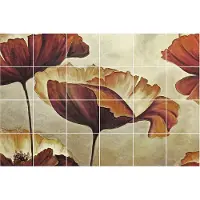 Wallfluent Tegelstickers - Artistieke Bloemcomposities Plakfolie Tegels - Set van 24 stuks 20 x 20 cm - Bruin Tegelstickers Keuken - Mozaïek Bloemen en Planten Tegelstickers Badkamer