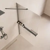 Saniclear Oblique inloopdouche 100cm met handdoekhouder en ribbelglas verouderd ijzer - gunmetal