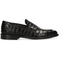 Manfield Zwarte leren croco loafers | Maat 45