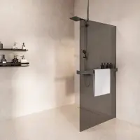 Saniclear Bright inloopdouche 80cm met handdoekhouder en rookglas verouderd ijzer - gunmetal