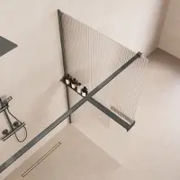 Saniclear Metric inloopdouche 100cm met handdoekhouder en ribbelglas verouderd ijzer - gunmetal