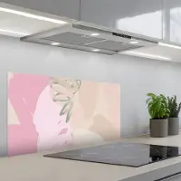 KitchenYeah Spatscherm 90x45 cm - Zelfklevende achterwand Roze - Kunst - Abstract - Modern - Keuken muurbeschermer - Spatwand fornuis