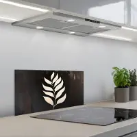 KitchenYeah Spatscherm 60x30 cm - Zelfklevende achterwand Blad - Wit - Minimalistisch - Keuken muurbeschermer - Spatwand fornuis