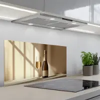 KitchenYeah Spatscherm 90x45 cm - Zelfklevende achterwand Champagne - Beige - Schaduw - Bubbels - Keuken muurbeschermer - Spatwand fornuis
