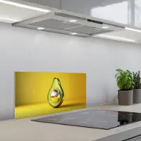 KitchenYeah Spatscherm 70x30 cm - Zelfklevende achterwand Avocado - Discobal - Geel - Glitter - Keuken muurbeschermer - Spatwand fornuis