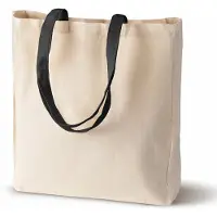 Allbag Grote Katoenen Tas Ecru met Zwarte Handgreep 38x10x42 cm - 220g